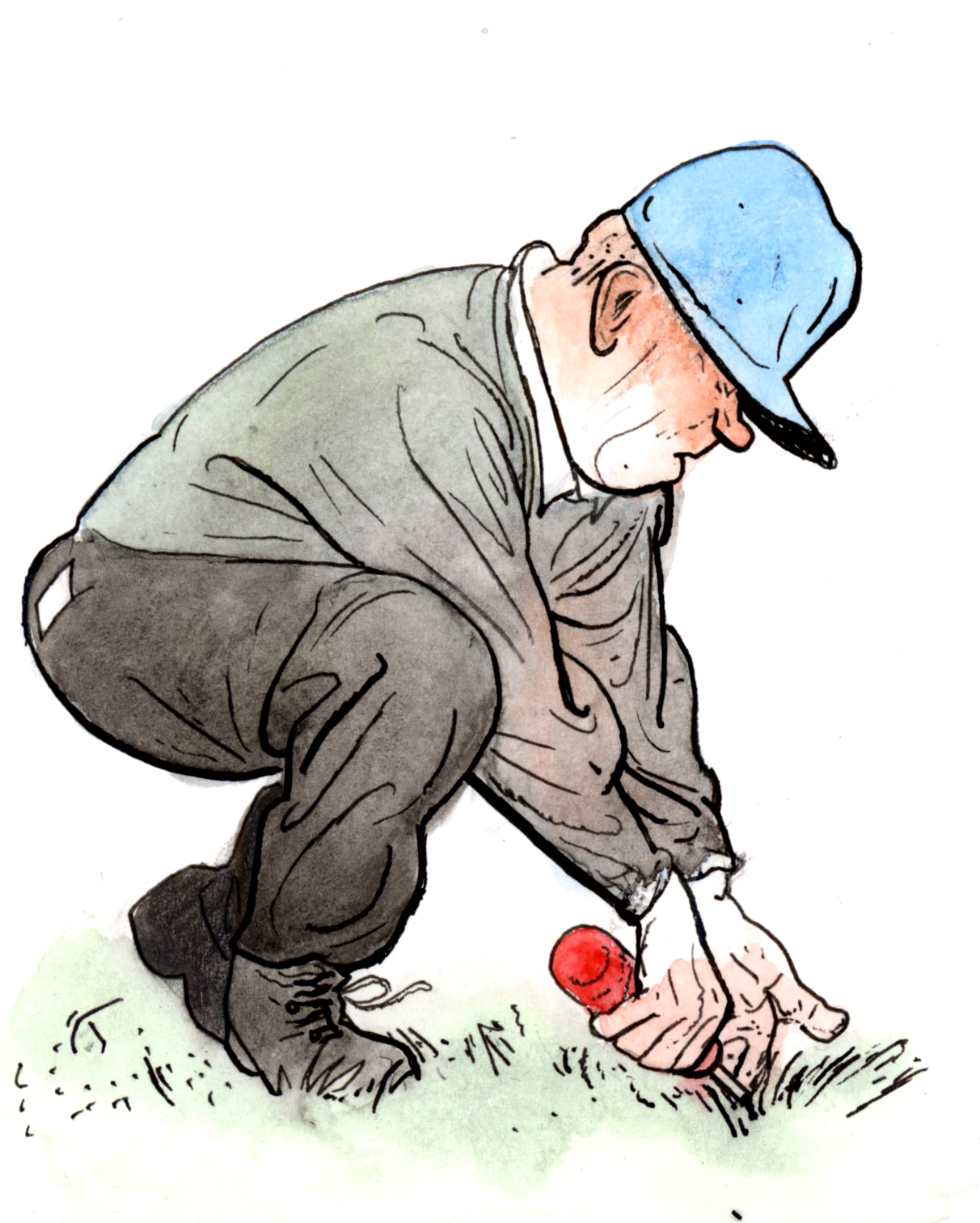 Golfer doing weeds